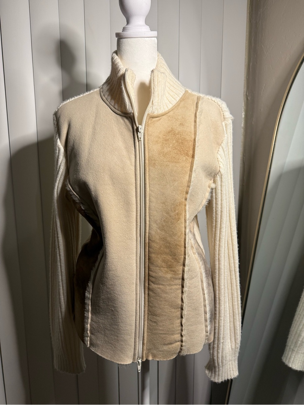 Italian made Mixed Suede Zip-Up Jacket